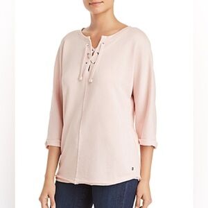 🩷JAG JEANS DEBBIE LACE UP TIE DETAIL BABY PINK SWEATSHIRT CREWNECK SIZE LARGE